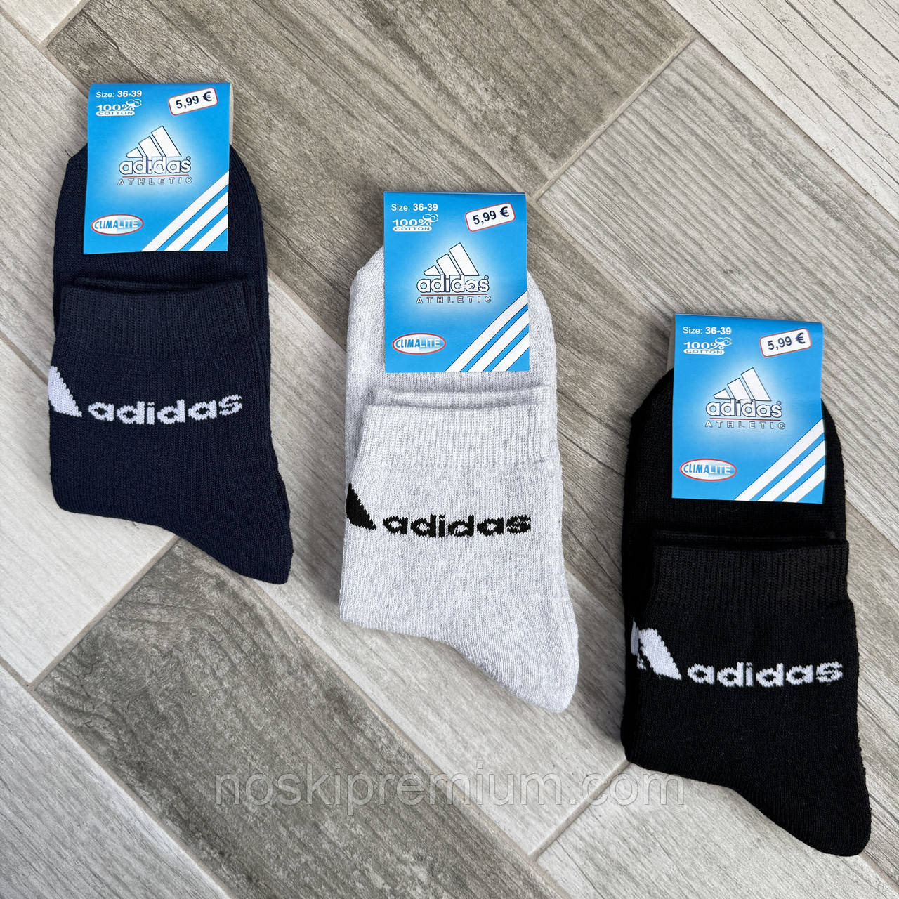 Шкарпетки жіночі спортивні махрові бавовна Adidas, розмір 36-39, асорті, 09950