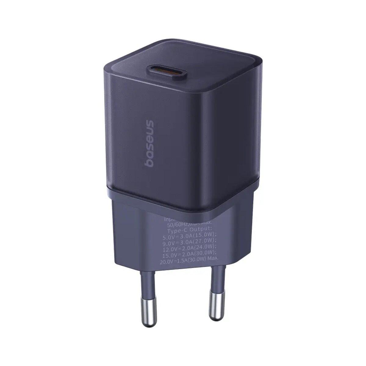 Мережевий зарядний пристрій Baseus GaN5 Fast Charger(mini) 1C 30W EU Purple