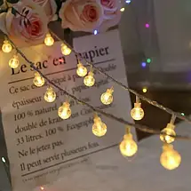 Світлодіодна гірлянда "Кульки прозорі" 20 LED, 5 м + перехідник, 220 V, IP44, Теплий білий YU227, фото 5