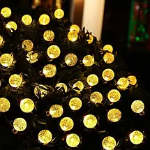 Світлодіодна гірлянда "Кульки прозорі" 20 LED, 5 м + перехідник, 220 V, IP44, Теплий білий YU227, фото 6