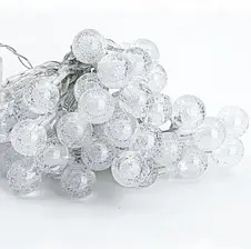 Світлодіодна гірлянда "Кульки прозорі" 100 LED, 5 м + перехідник, 220 V, IP44, Теплий білий YU227, фото 3