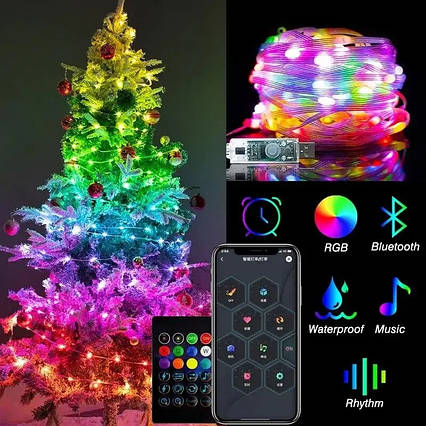Usb Led Rgb світлодіодна гірлянда 10 метрів Bluetooth Мікрофон Пульт Крапля Роси, фото 1