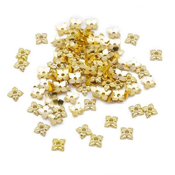 Шапочки для Намистин 6х6х2 мм 100 шт Метал Колір Золото Отвір 1 мм, фото 1