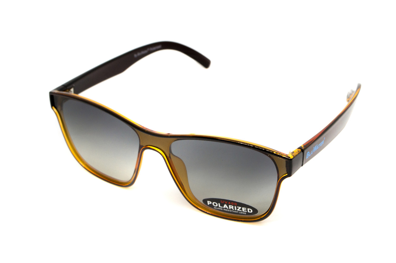 Окуляри поляризаційні BluWater Saltee Polarized (gradient gray), сірі з градієнтом лінзи в коричневій напівпрозорій оправі, фото 1