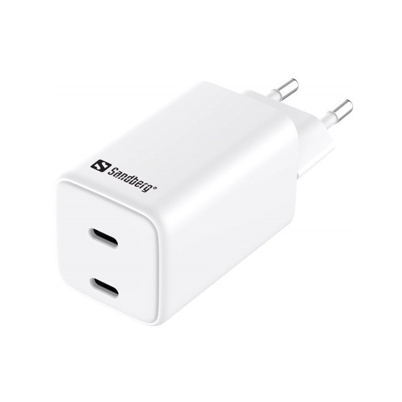 Мережевий зарядний пристрій Sandberg 65 W (2xUSB-C) White (441-56)