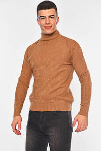 Светр чоловічий однотонний темно-бежевого кольору 194510P