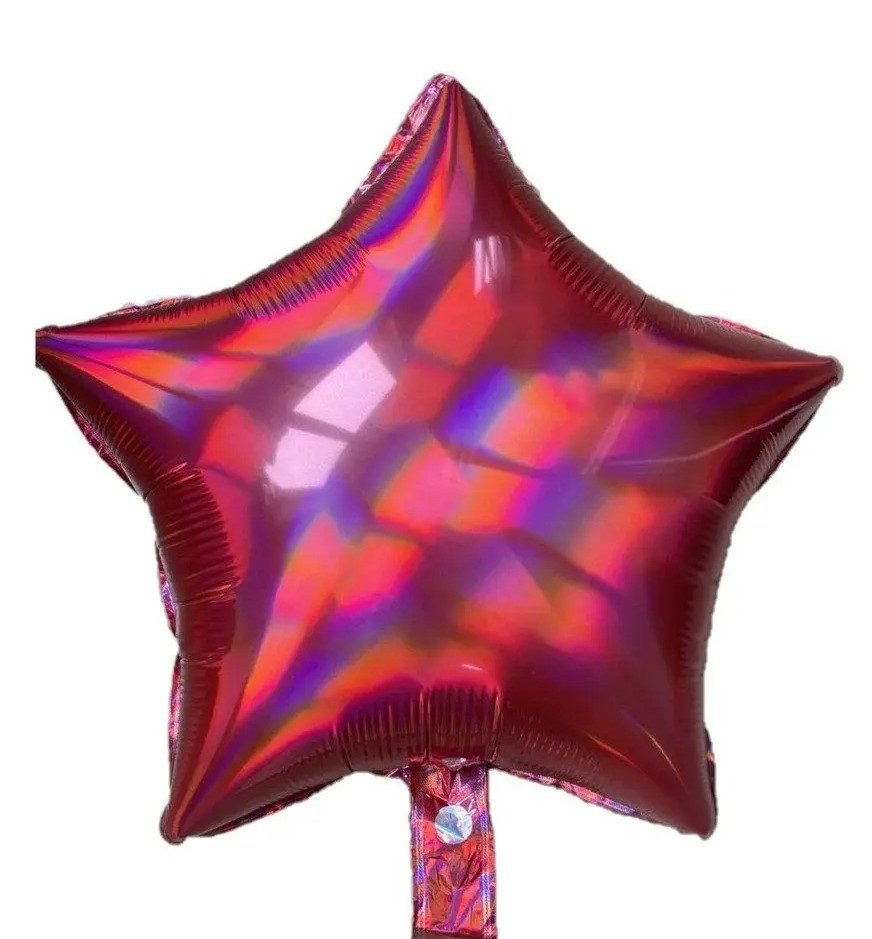 Фольгована куля Зірка 18" червона голограма