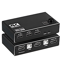 KVM-перемикач на 2 комп'ютери Addap KVMS-01 | 2 портовий kvm свіч, USB, HDMI, 4K, 60Гц