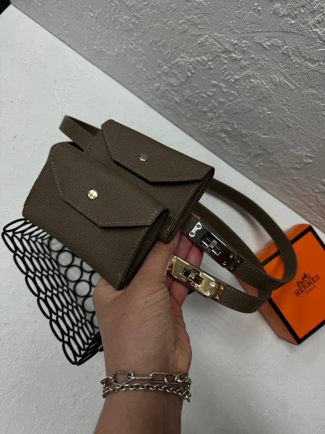 Ремінь жіночий шкіряний Hermes з гаманцем пряжка срібло та золото, ширина 18 мм., капучіно, 931495-2, фото 1