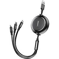 Кабель Baseus Golden Loop Three-in-One Elastic Data Cable USB for M+L+T 3.5A 1.2m Black