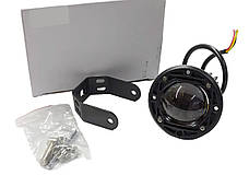 Світлодіодна LED лед фара-лінза ближнє світло, білий+жовтий, кругла, чітка межа, 3 режими, фото 3