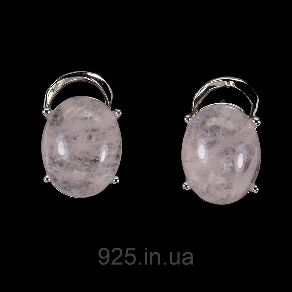 Сережки. Натуральний морганіт. Срібло 925.