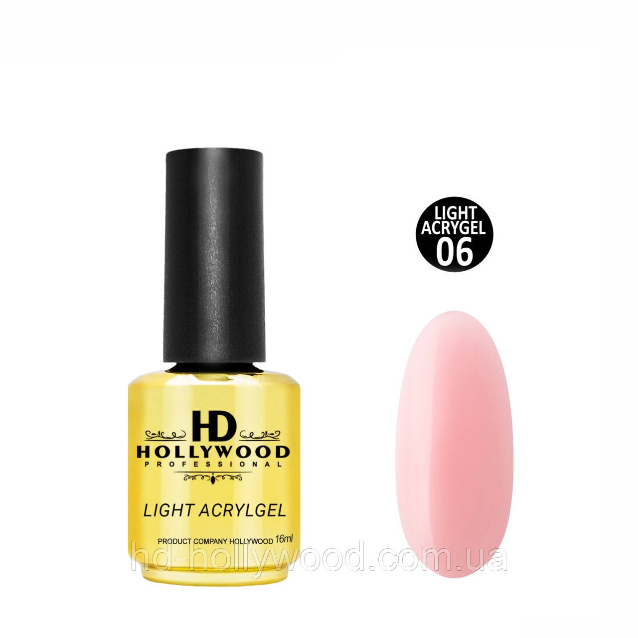 Рідкий акригель Light Acrygel 06 Ніжно-рожевий HD Hollywood, фото 1