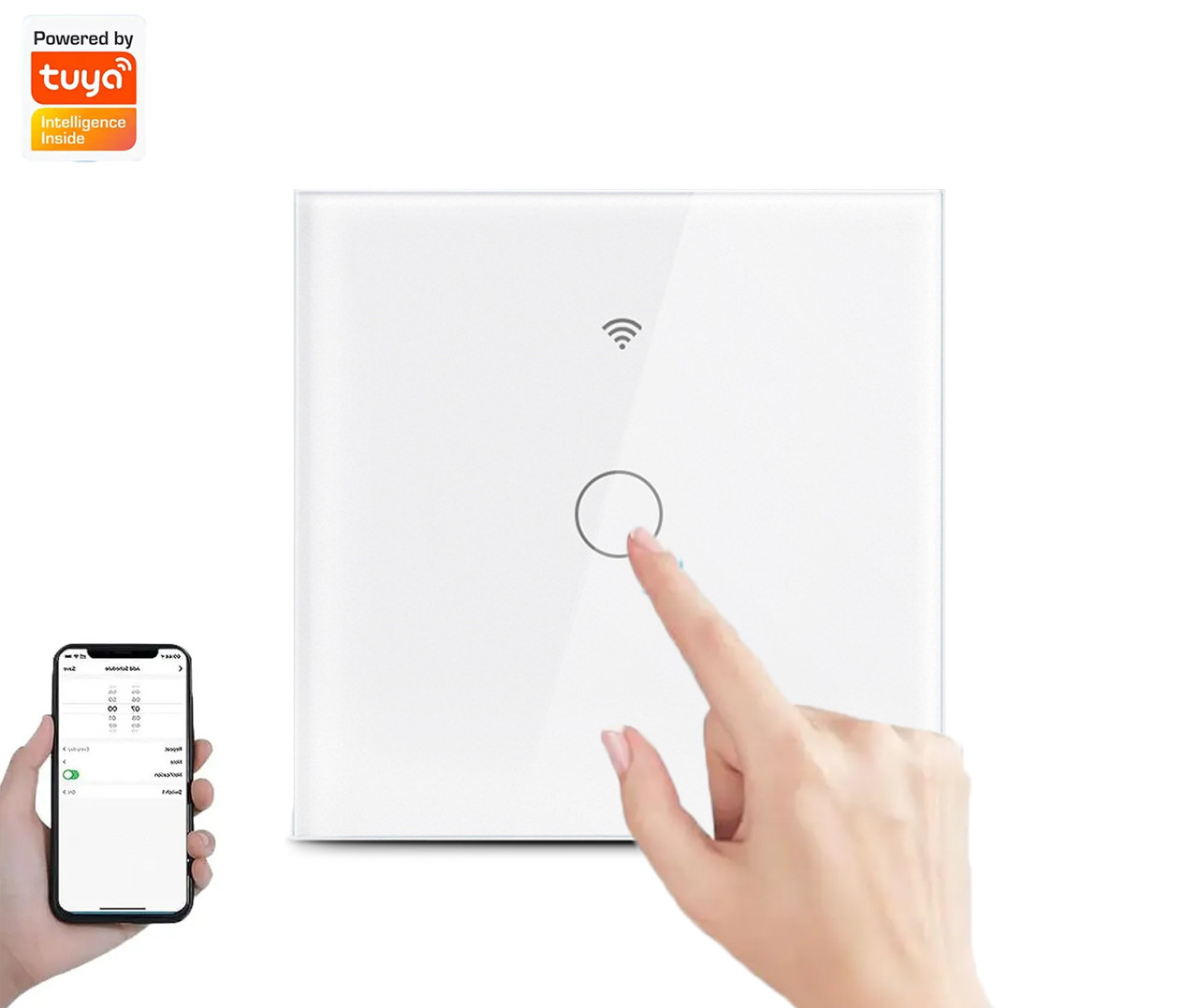 Розумний сенсорний WiFi вмикач/вимикач з підсвічуванням TUYA S-01 White