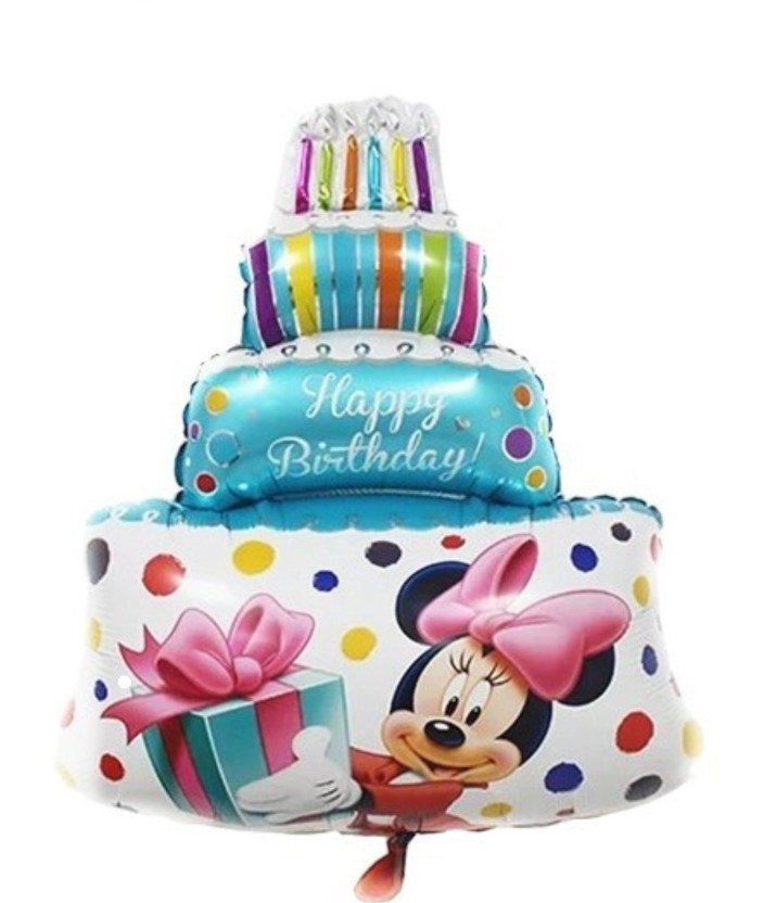 Фольгована куля торт з написом Happy Birthday Міні та Міккі Маус 80 см