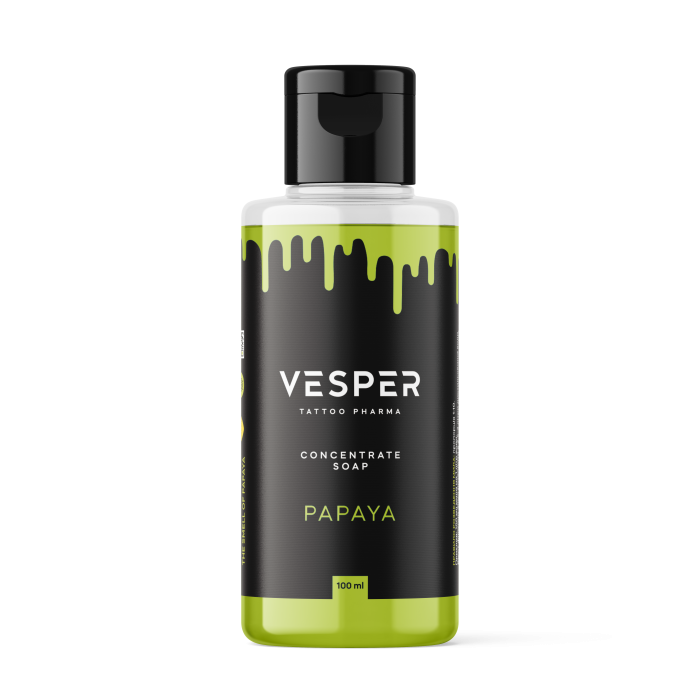 Антибактеріальне зелене мило для перманента та тату VESPER PAPAYA, 100 мл