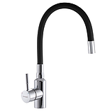 Змішувач для кухні З ГНУЧКИМ виливом чорного кольору CHAMPION SUS-011 REFL Black Chrome (CH0293) нержавіюча сталь, фото 4