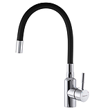 Змішувач для кухні З ГНУЧКИМ виливом чорного кольору CHAMPION SUS-011 REFL Black Chrome (CH0293) нержавіюча сталь, фото 5