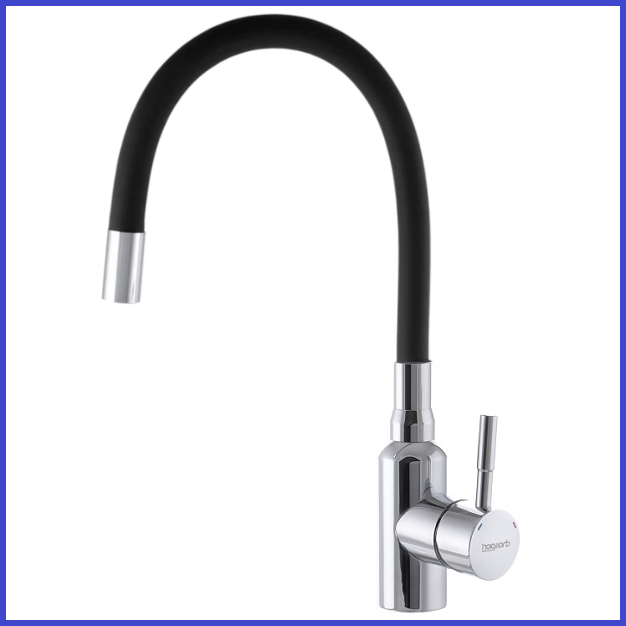 Змішувач для кухні З ГНУЧКИМ виливом чорного кольору CHAMPION SUS-011 REFL Black Chrome (CH0293) нержавіюча сталь