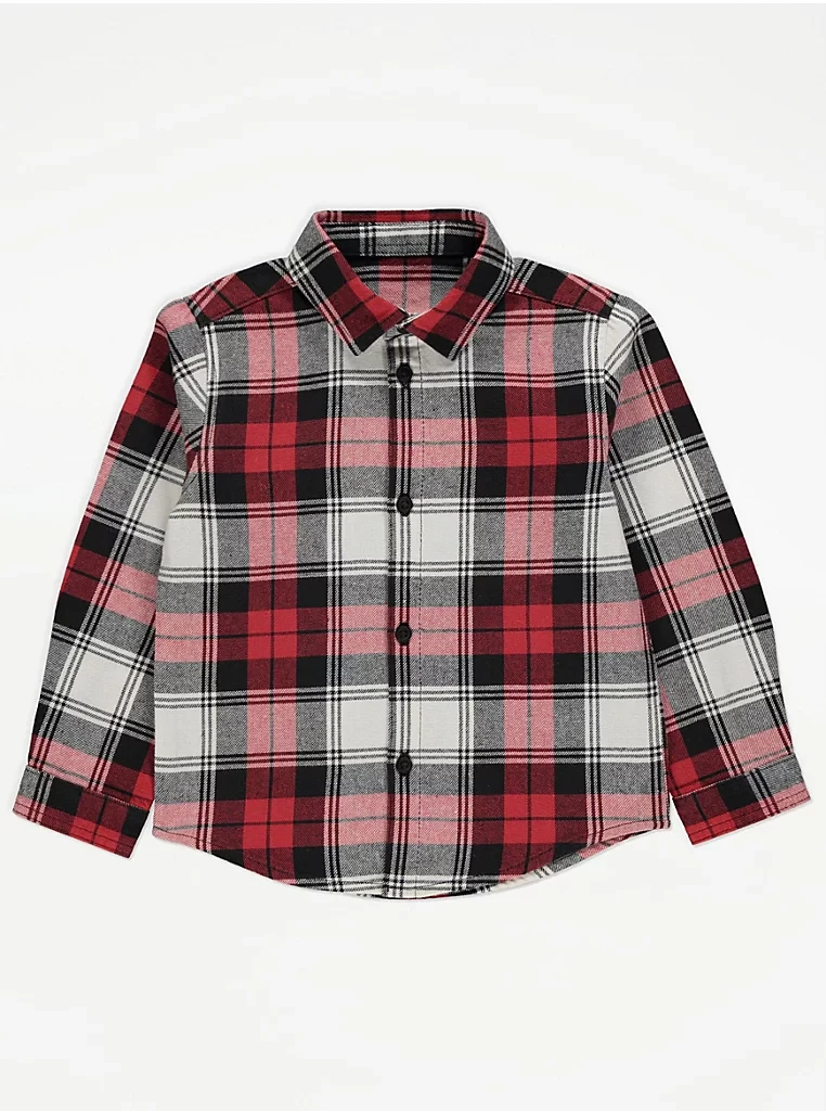 Сорочка дитяча в клітинку бордово-чорна George 86-92, 98-104см, фото 1