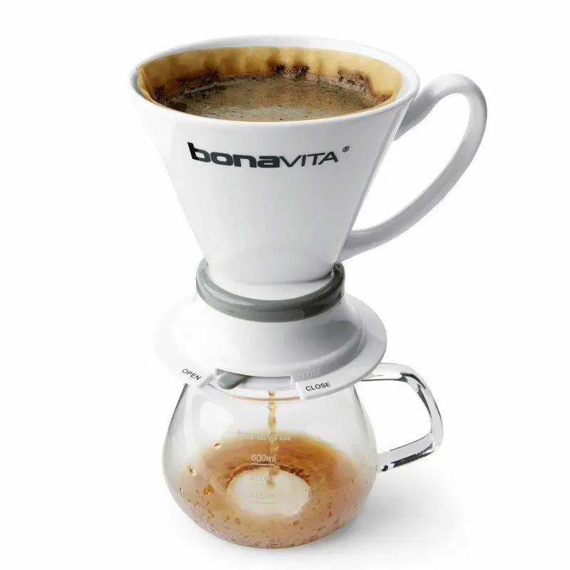 Імерсійна воронка для заварювання кави Bonavita Wide Base Porcelain Dripper, 475 мл кераміка, Біла, розумний пуровер клевер