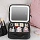 Косметичка дорожня з LED дзеркалом (26х23х11см), Чорна / Портативна косметичка-валіза / Органайзер для косметики - фото 6 - id-p2427899706