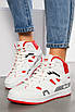Кросівки жіночі біло-червоного кольору на шнурівці 194459T Безкоштовна доставка, фото 2