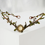Казкова діадема з листям та лісовим місяцем, корона для вечірки чи косплею, фото 2