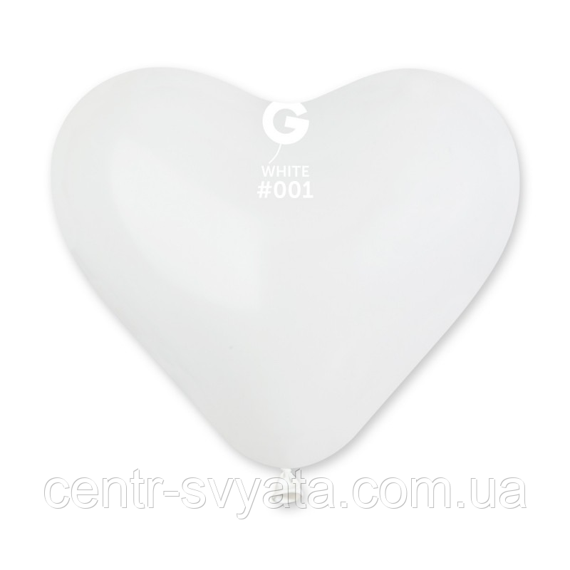 Латексна кулька Gemar 10"(26 см) #001 Серце пастель білий