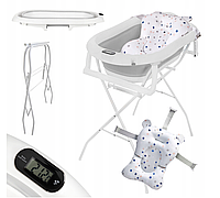 Дитяча ванночка для купання новонароджених з підставкою термометром та подушкою Primabobo сіра