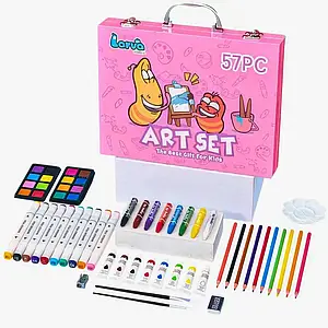 Набір для малювання в пластиковій рожевій валізці Art Set на 57 предметів