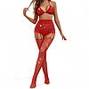 Колготки з вирізом, еротичні колготки з відкритими стегнами One Size червоного кольору, фото 3