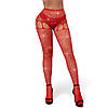 Колготки з вирізом, еротичні колготки з відкритими стегнами One Size червоного кольору, фото 6