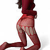 Колготки з вирізом, еротичні колготки з відкритими стегнами One Size червоного кольору, фото 10