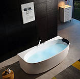 Ванна акрилова 180х80х58 см Golston G-U202 овальна пристінна із змішувачем та сифоном, фото 3