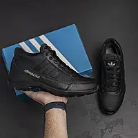 Розмір 44. Чоловічі зимові шкіряні кросівки Adidas ClimaCool, низькі чорні черевики адідас климакул