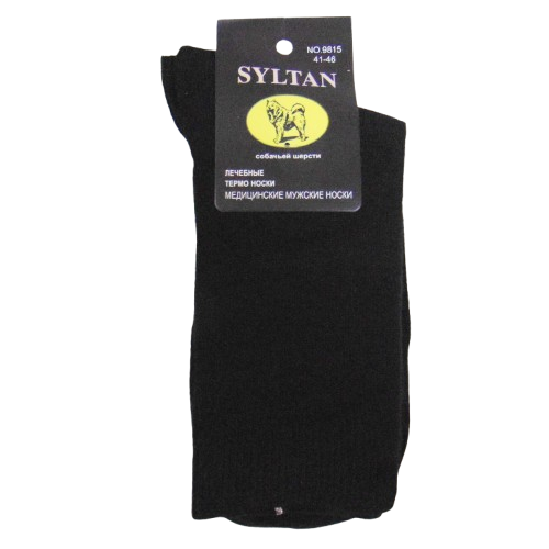 Медичні термошкарпетки із собачої вовни Syltan 41-46 чорні 9815, фото 1