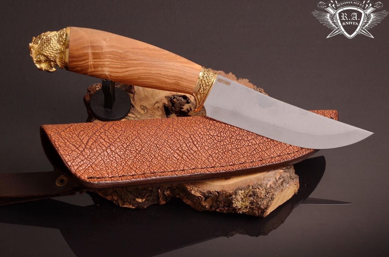 Ніж ручної роботи «Пугач 2» 150х34х2.4мм з інструментальної сталі та руків'ям з горіха, фото 1