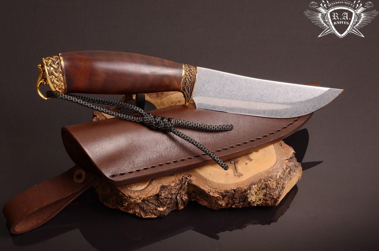 Ніж ручної роботи «Єгер 2» 130х33х2.3мм з інструментальної сталі та руків'ям з ясена, фото 1