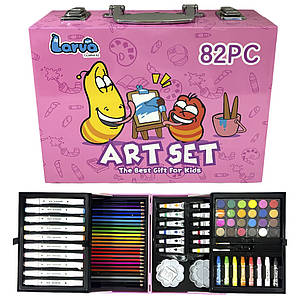 Набір для малювання в пластиковій рожевій валізці Art Set на 82 предмети