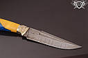 Ніж ручної роботи «Вільний сокіл» 150х34х4.4мм з дамаської сталі та руків'ям із гібрида, фото 4
