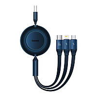 Кабель Baseus Bright Mirror 2 Series Retractable 3-in-1 Fast Charging  Data Cable USB to M+L+C 66W 1.1m Blue