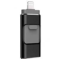 Флешка для iPhone 3в1 USB micro USB Lightning Флеш накопичувач 16 ГБ Чорний