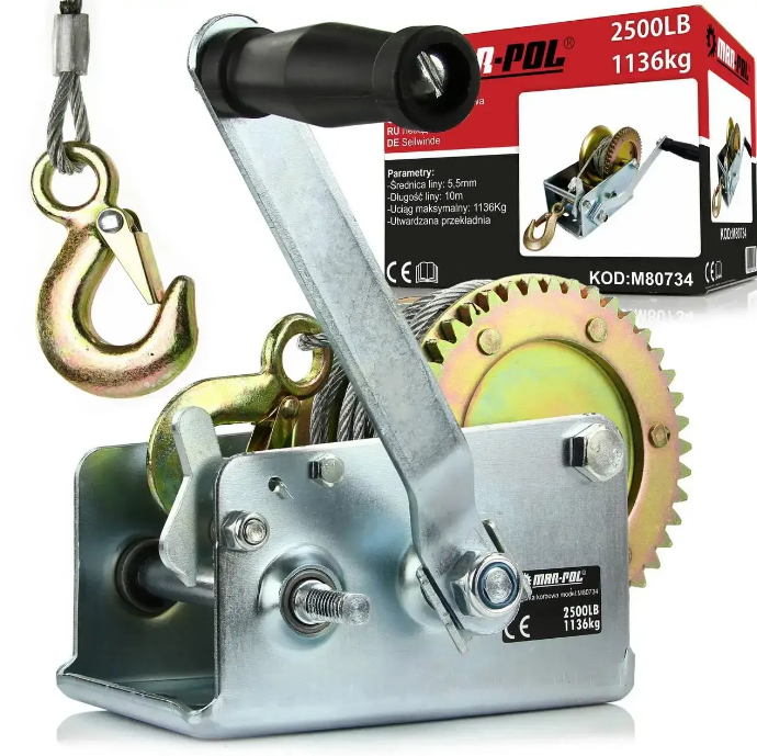 Ручна канатна лебідка 1136 кг 10 м Mar-pol M80734, фото 1