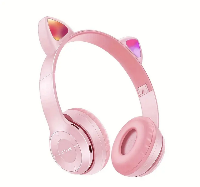 Навушники з котячими вушками та підсвічуванням P47M рожевий, фото 1