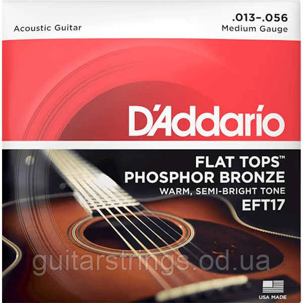 Струны D'Addario EFT17 Flat Tops Phosphor Bronze Medium 13-56