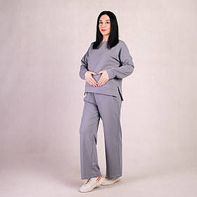 Вільний спортивний костюм зі штанами для вагітних двонитка розмір 46/48 (M/L) Tiana Сірий