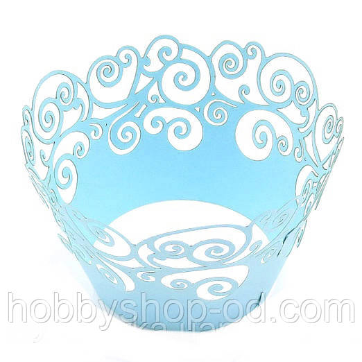 Ажурна накладка для декору кексів, мафінів, капкейків, блакитний, фото 1