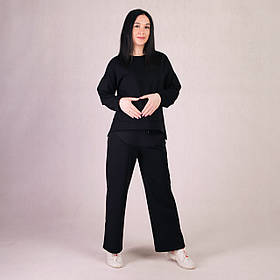 Модний спортивний костюм зі штанами для вагітних двонитка розмір 46/48 (M/L) Tiana Чорний