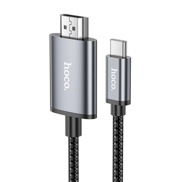 Кабель Hoco HD on-screen cable Type-C to HDTV UA27 4K 2 м Metal-Grey